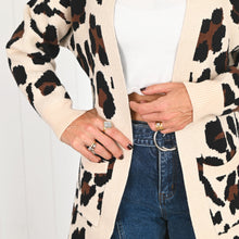 Load image into Gallery viewer, "Amanda" Cream & Leopard Print Longline Cardigan - Love Lola