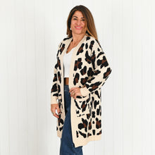 Load image into Gallery viewer, "Amanda" Cream & Leopard Print Longline Cardigan - Love Lola