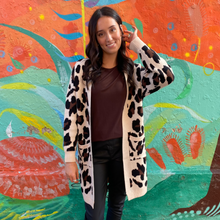 Load image into Gallery viewer, "Amanda" Cream & Leopard Print Longline Cardigan - Love Lola