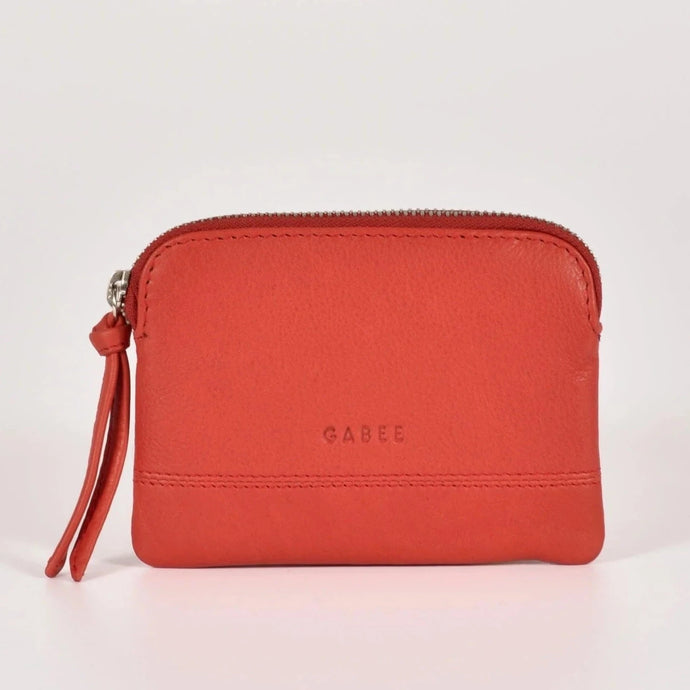 Coral Amara Small Leather Keychain Pouch - Gabee
