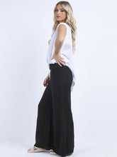 Load image into Gallery viewer, &#39;Sofia&#39; Black Wide Leg Linen Palazzo Trouser