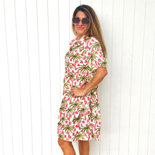 Load image into Gallery viewer, "Ellie" Tiered Dress in Geometric Palm Print - Palm Cove