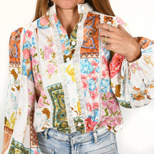 Load image into Gallery viewer, "Heidi" Patchwork Long Sleeve Shirt - Palm Cove