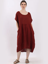Load image into Gallery viewer, &#39;Anna&#39; Rust 100% Linen Dress with Pockets