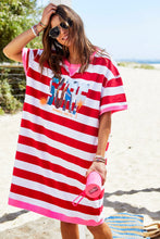 Load image into Gallery viewer, Red/White Stripe Beach Sweat Dress - Hammill & Co
