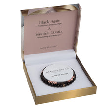 Load image into Gallery viewer, Black Agate & Smokey Quartz Twin Elegance Bracelet