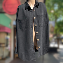 Load image into Gallery viewer, Black 'La Sirena' Mermaid Denim Shacket - By Frankie