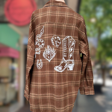 Load image into Gallery viewer, Brown Flannel Flaming Cowgirl Shirt - By Frankie