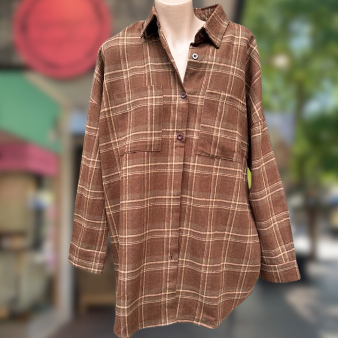 Brown Flannel Flaming Cowgirl Shirt By Frankie