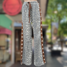 Load image into Gallery viewer, Brown Star Leopard Denim Racer Pants - By Frankie