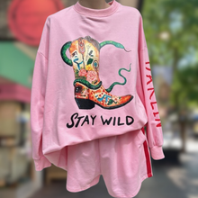 Load image into Gallery viewer, Stay Wild Darlin Pink L/S Top & Short Set - By Frankie