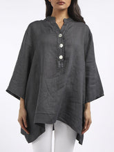 Load image into Gallery viewer, 'Lulu' Charcoal Bell Sleeve 100% Linen Top