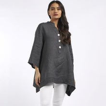 Load image into Gallery viewer, 'Lulu' Charcoal Bell Sleeve 100% Linen Top