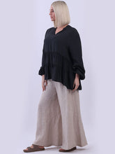 Load image into Gallery viewer, Charcoal Plain Ruffle Tiered Swing Peplum Tunic Top