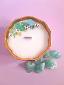 Green Calcite Crystal Candle - Little Pink Fox