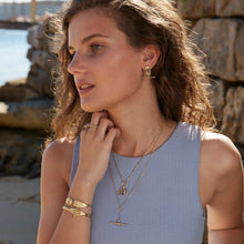 Load image into Gallery viewer, Gold Drop Bar Moonstone Necklace - ToniMay