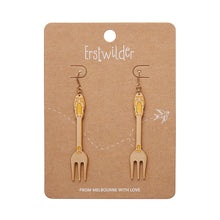 Load image into Gallery viewer, Gold Fork, Please! Drop Earrings - Erstwilder x Katherine Sabbath