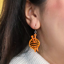 Load image into Gallery viewer, Orange Ball Of Yarn Ripple Drop Earrings - Erstwilder Arts & Crafts