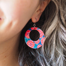 Load image into Gallery viewer, Pink Dahlia Circle Drop Earrings - Erstwilder x Jocelyn Proust
