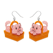 Load image into Gallery viewer, Cozy Custard Cat Drop Earrings - Erstwilder x Strawberry Shortcake