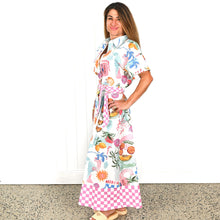 Load image into Gallery viewer, "Willow" Short Sleeve Maxi Dress in Escape to Paradise Print - Palm Cove