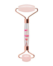 Load image into Gallery viewer, Floral Rose Quartz Crystal Facial Roller