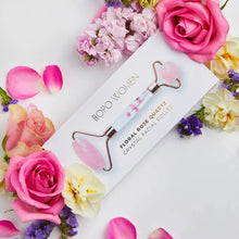 Load image into Gallery viewer, Floral Rose Quartz Crystal Facial Roller