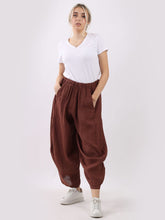 Load image into Gallery viewer, &#39;Giulia&#39; Chocolate Wide Leg Linen Relaxed Baggy Trouser