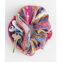 Load image into Gallery viewer, Folk Flower Patchwork Scrunchie with Hideaway Pocket