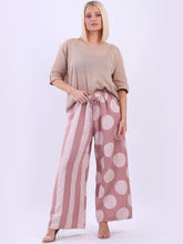 Load image into Gallery viewer, &#39;Coco&#39; Pink Polka/Stripe Wide Leg Linen Palazzo Pants