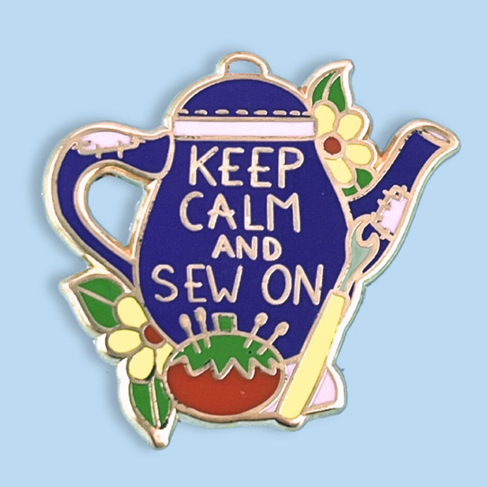 Keep Calm and Sew On Enamel Lapel Pin