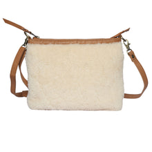 Load image into Gallery viewer, Natural Sheep Fur & Tan Leather Sling Bag