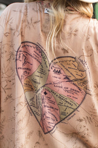 'Map of My Heart' Cropped Kimono - Market of Stars