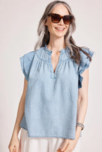 Load image into Gallery viewer, Melenia Denim Frill Top