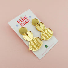 Load image into Gallery viewer, 'Miss Honey Vibes' Gold Mirror Dangle Earrings