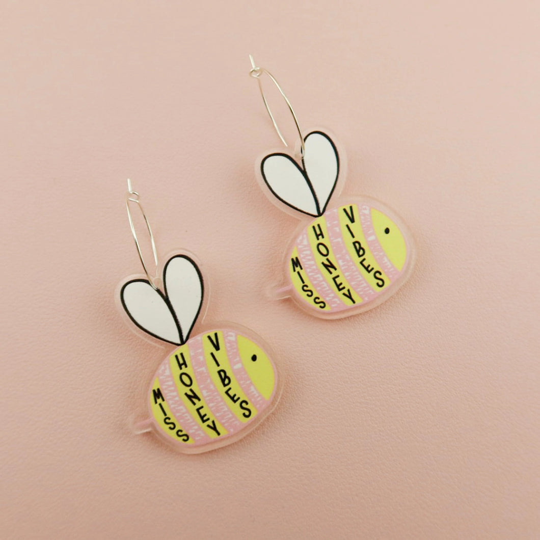 'Miss Honey Vibes' Print Hoop Earrings