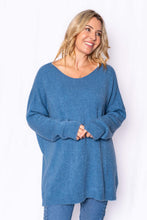 Load image into Gallery viewer, Denim Peyton Mohair Mix Scoop Neck Sweater with Back Seam