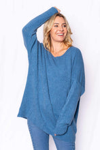 Load image into Gallery viewer, Denim Peyton Mohair Mix Scoop Neck Sweater with Back Seam