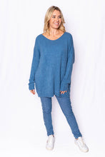 Load image into Gallery viewer, Denim Peyton Mohair Mix Scoop Neck Sweater with Back Seam