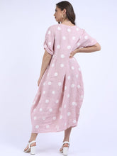 Load image into Gallery viewer, &#39;Dot&#39; Pink Polka Dot Print Oversized 100% Linen Slouchy Dress