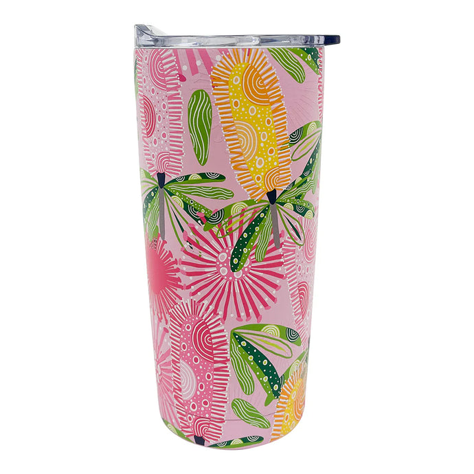 Pink Banksia Smoothie Cup Stainless Steel
