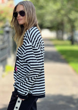 Load image into Gallery viewer, Black/White Stripe Star Waffle Sweat - Hammill & Co