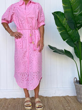 Load image into Gallery viewer, "Madison" Pink Anglaise Maxi Dress