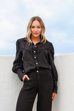 Load image into Gallery viewer, Black Seria Italian Linen Top