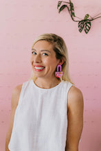 Load image into Gallery viewer, 'Shanice' Paper Daisy Print Dangle Earrings