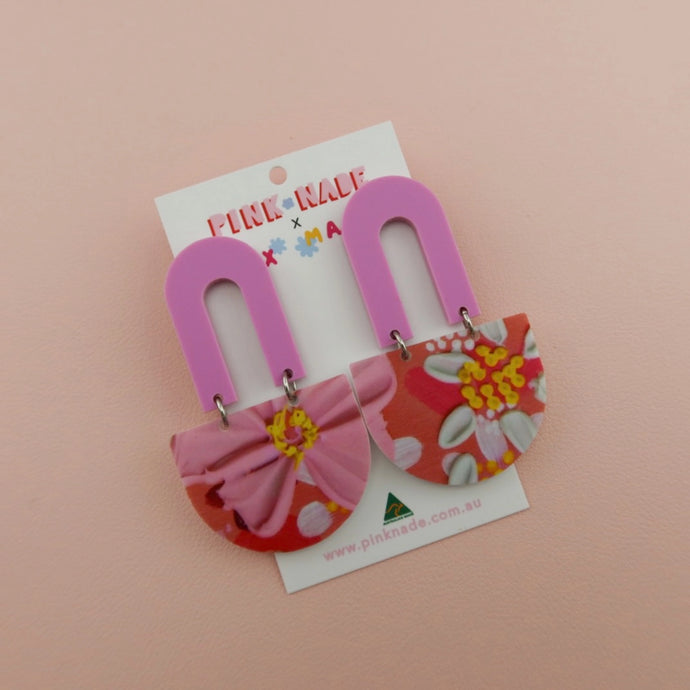 'Shanice' Paper Daisy Print Dangle Earrings