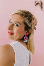 Load image into Gallery viewer, &#39;Shelley&#39; Poppy and Daisy Print Dangle Earrings