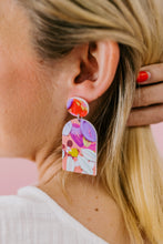 Load image into Gallery viewer, &#39;Shelley&#39; Poppy and Daisy Print Dangle Earrings
