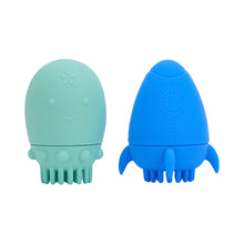 Load image into Gallery viewer, Rocket & Squid Silicone Bath Brush Set