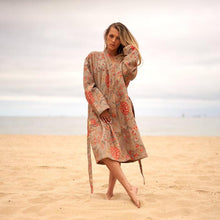 Load image into Gallery viewer, Mocha/Orange Floral Cotton Waffle Robe